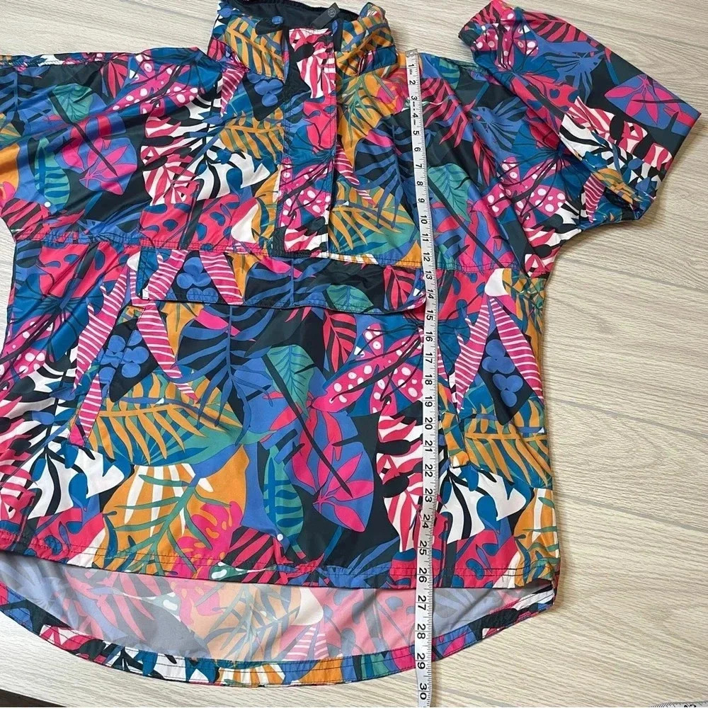 Lauren James Tropical Leaf Wind Breaker Rain Light Hooded Jacket Women’s Size M - Picture 11 of 14